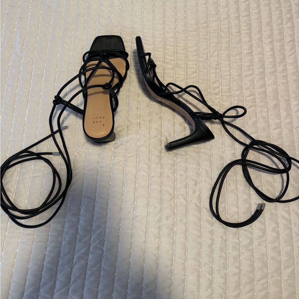 Black lace up heels